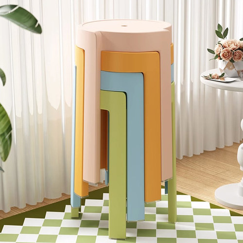 塑料凳子加厚可叠放风车圆凳现代简约创意客厅餐桌塑胶高椅子