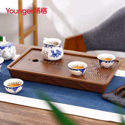 扬格便携式现在小茶盘简约蓄水式茶水托盘功夫茶具套装沥水盘