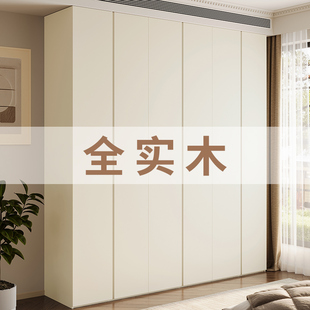 定制全实木衣柜主卧2024爆款 免拉手一门到顶橡木储物大衣橱