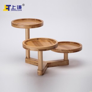 三头实木圆盘展示架干点月饼伴手x礼水果手机眼镜珠宝橱窗陈列