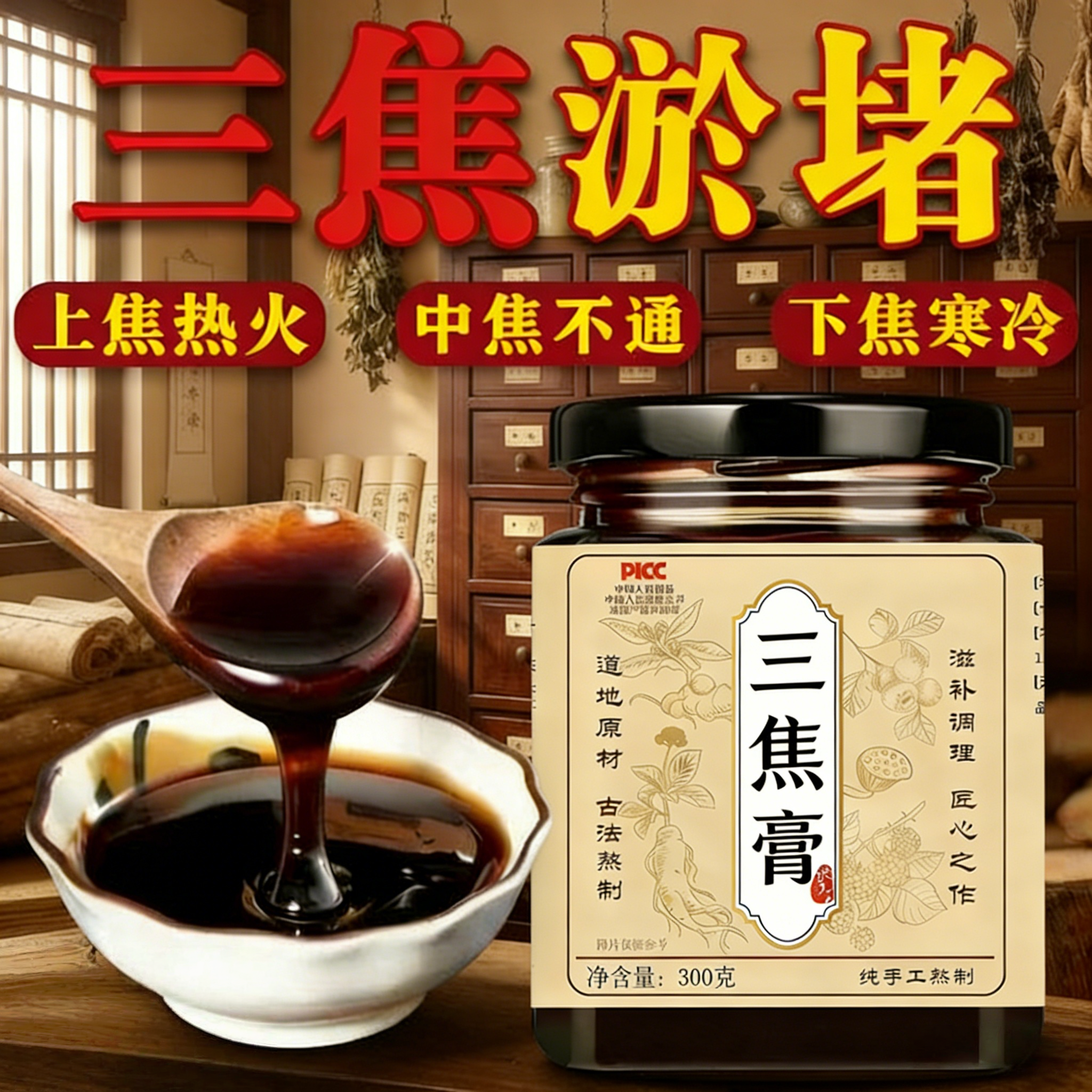 三焦通膏 肝气郁瘀堵 压力烦躁易怒体质虚中焦不通上热下寒面油腻