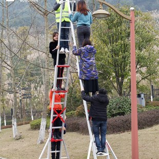 步步稳双面伸缩人字梯加厚铝合金升降工程梯户外防侧倒折叠楼梯