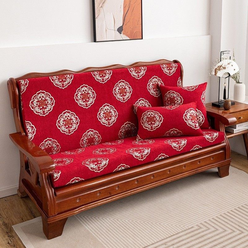 木沙发坐垫靠垫一体老式木头木质沙发垫加厚布艺防滑海绵三人座垫,居家布艺,沙发垫,淘宝优惠券,粉丝福利购,淘宝优惠卷