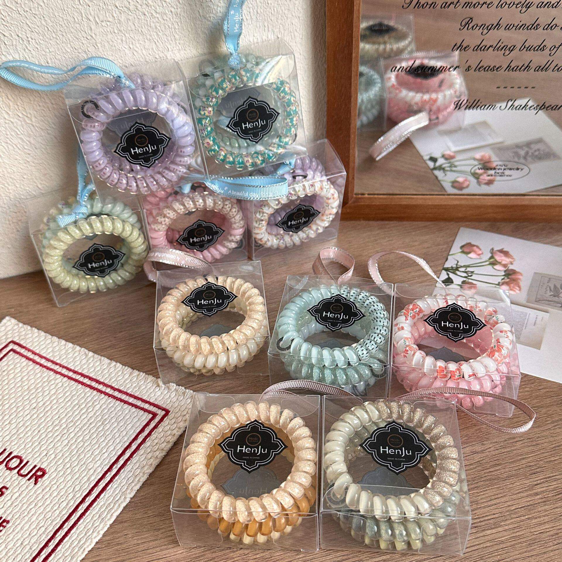 电话线彩色发圈扎头发橡皮筋高弹力耐用发绳2026新款高端头绳