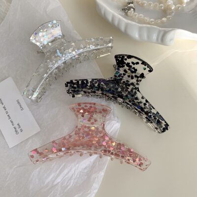 夏日透亮彩色爱心发抓衣架亚克力抓夹鲨鱼夹马发尾夹后脑勺头饰女