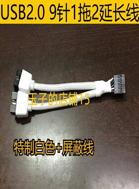 Usb2.0 9针一对二扩展线9P1分钟2白色电缆9针母针到9针双头主板US