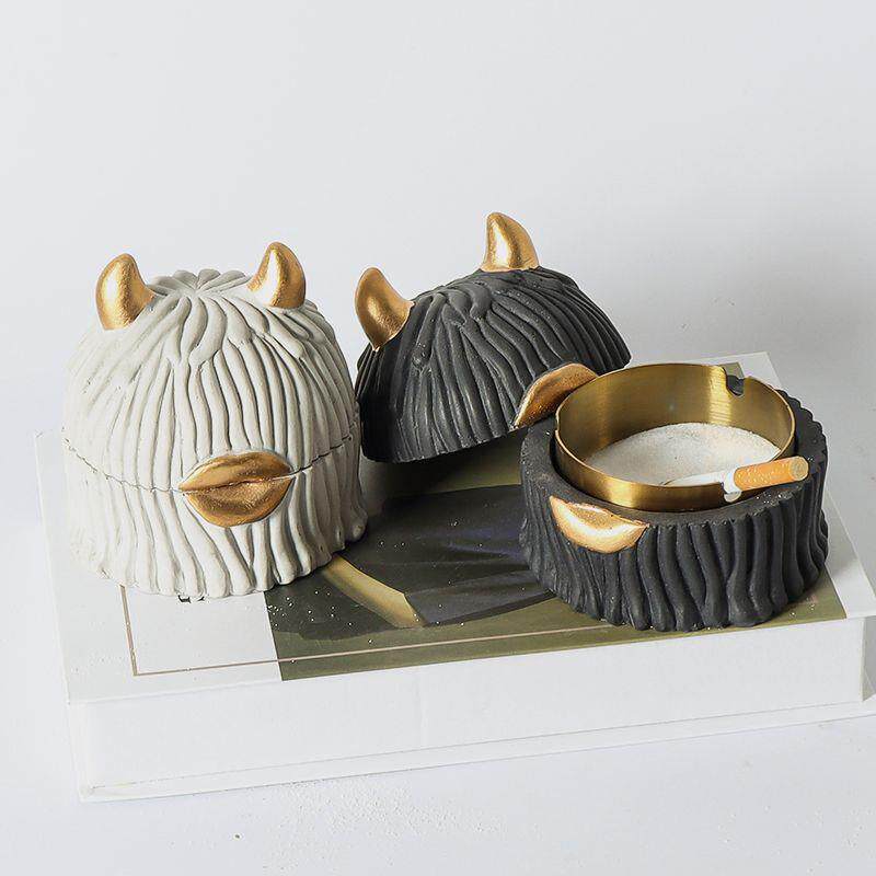 轻奢烟灰缸带盖简约时尚个性创意防飞灰办公咖啡厅桌面装饰烟具