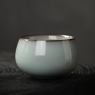 官窑铁胎主人杯大号陶瓷功夫茶具品茗杯汝窑灰白茶盏个人专用茶杯