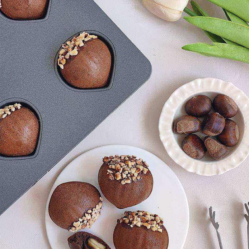 日本新卡通可爱栗子蛋糕奶油年糕烘烤烤盘模具烤箱特别