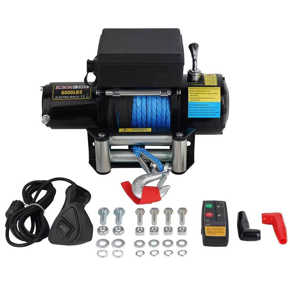 工厂价12v/24v6000磅尼龙绳绞盘