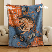 Utell有条 小猫日记线毯夏季 盖毯挂毯户外毯空调毯沙发巾毛毯单人