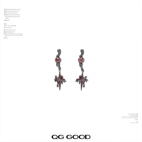 红色暗黑星芒耳环高级感哥特风耳钉秋冬新款独特耳饰925银针礼物