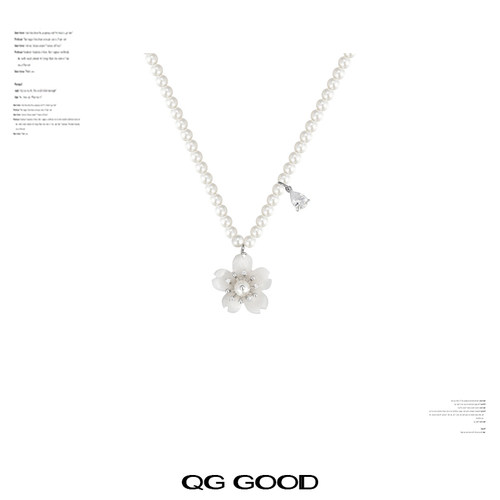 原创奢精致高级感时尚ins淑女风白色花朵珍珠项链女气质轻锁骨链