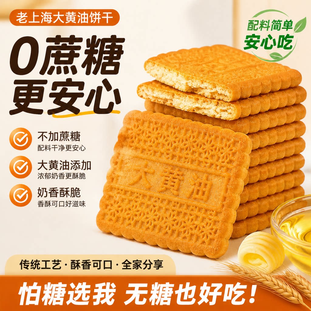 无蔗糖大黄油饼干！怕糖就选它