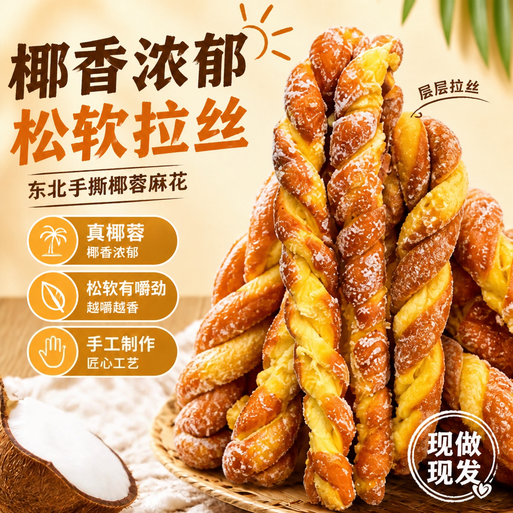 2026网红爆款零食!东北手撕麻花
