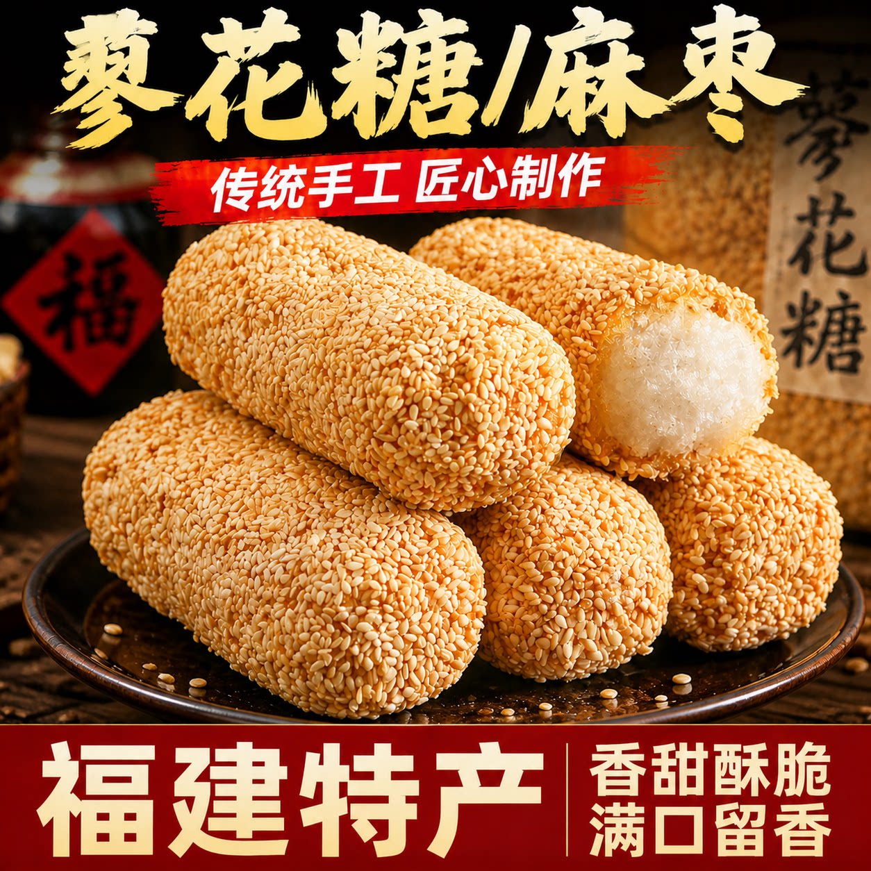 闽南特产无蔗糖麻枣蓼花糖糕点