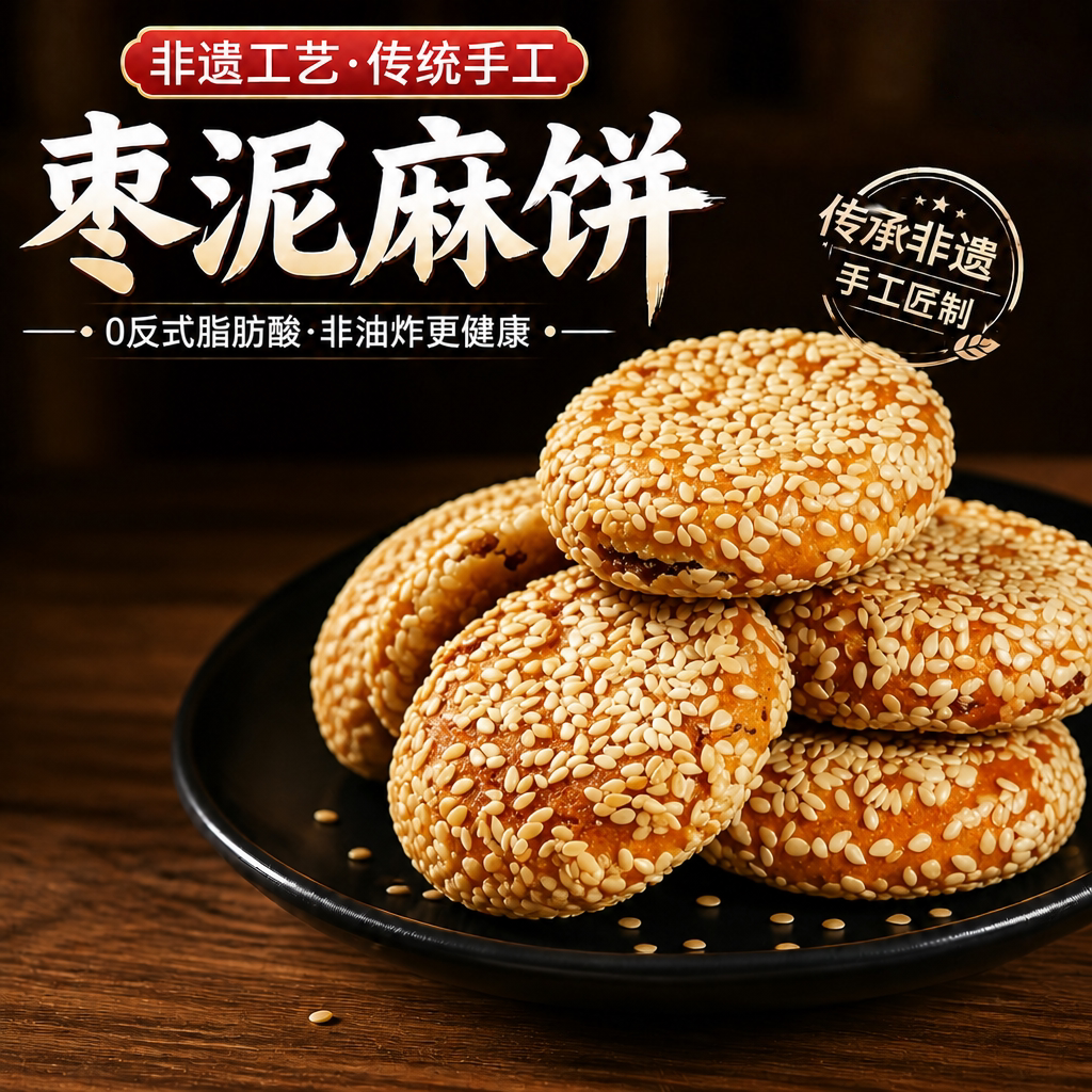 老式糕点!苏州特产松子枣泥麻饼