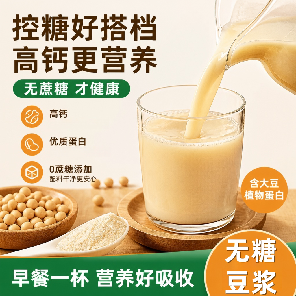 糖尿人专用!无糖早餐高钙豆浆粉
