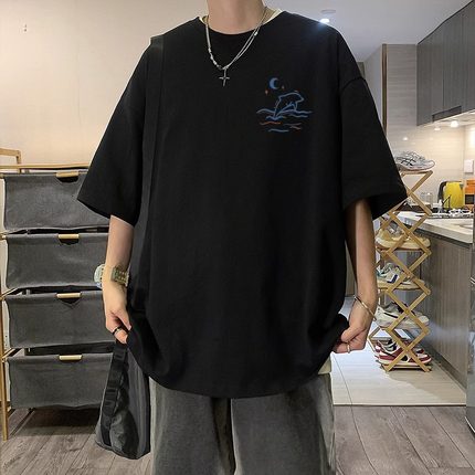 夏季美式高街痞帅短袖T恤痞帅炸街纯棉宽松大码青年男款潮牌上衣