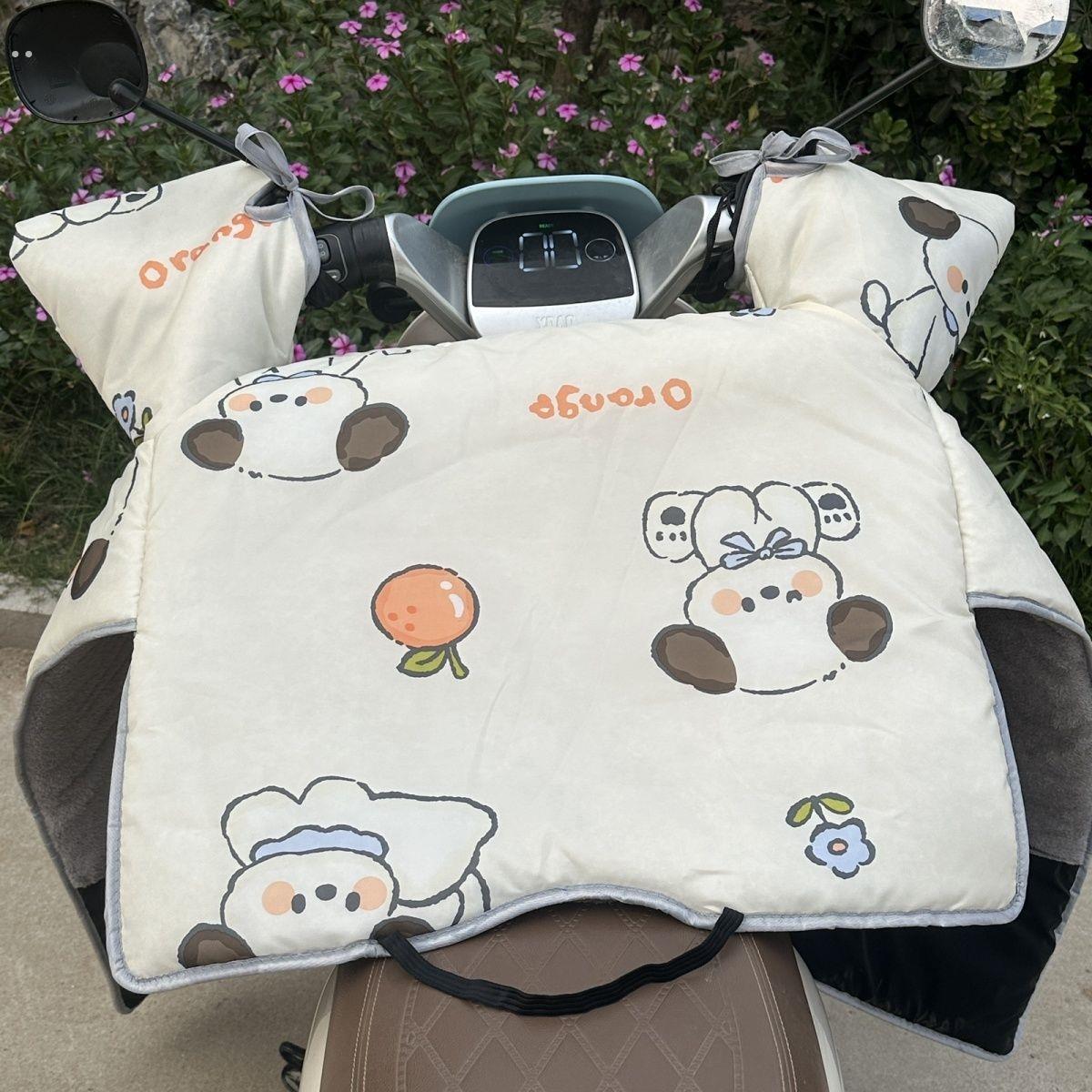 冬季电动车挡风被加绒加厚保暖防寒挡风踏板摩托加宽加大防风抗