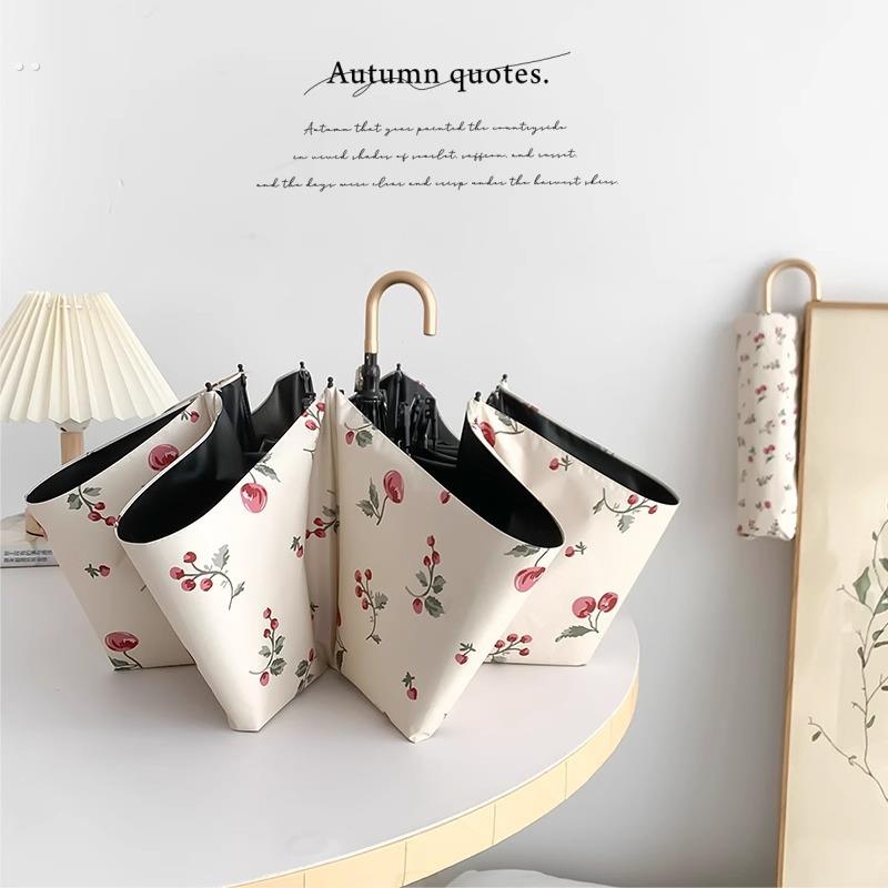 覆古弯钩遮阳伞防晒抗UV可携式黑胶小巧折叠遮阳手动晴雨两用