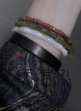 三石竹报平安青白玉竹结手链绿竹古风首饰复古女超细手工小众手环