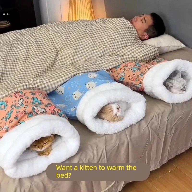 猫咪专用冬季保暖半封闭宠物睡袋幼猫猫窝四季被子猫咪通用猫被窝