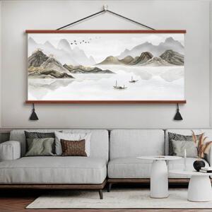 画堂主新中式山水聚财客厅装饰画办公室山水画沙发背景墙字画挂画
