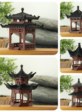 微景观山水沙盘假山水陆缸造景装饰品小摆件微型复古建筑房屋凉亭