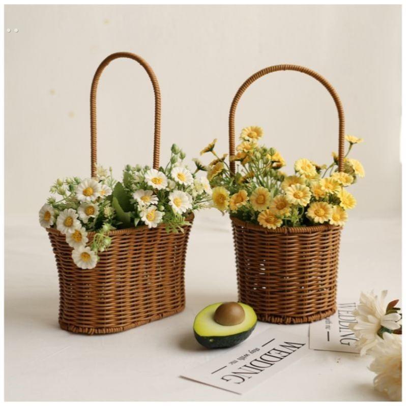 手提花篮手提篮儿童摄影道具宝宝外景拍摄摆件森系