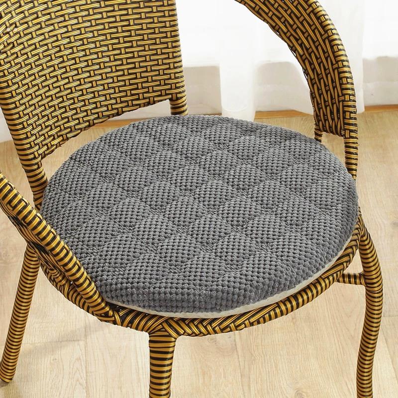 纯色圆形四季通用椅子垫加厚灯芯绒灰色客厅座垫坐垫办公室学生垫