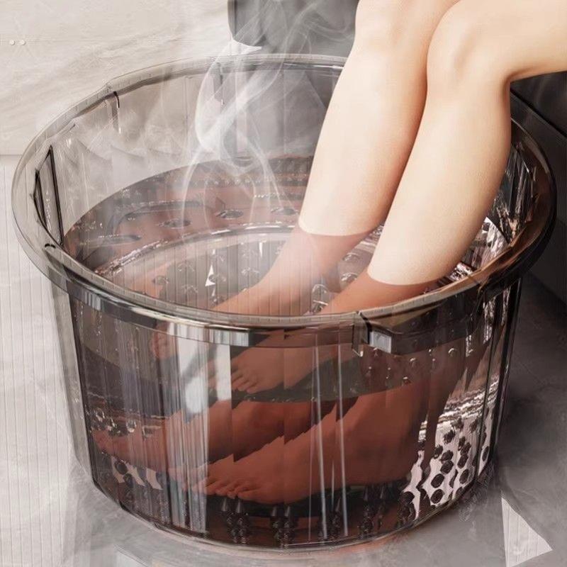 养生泡脚桶家用加高加深按摩洗脚桶加厚透明高颜值过膝大号足浴盆