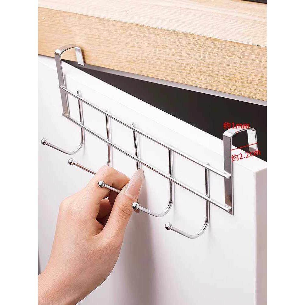 不锈钢橱柜门背5连挂钩置物卡夹钩 厨房免打孔锅铲汤勺收纳沥水架,收纳整理,挂门置物架,淘宝优惠券,粉丝福利购,淘宝优惠卷