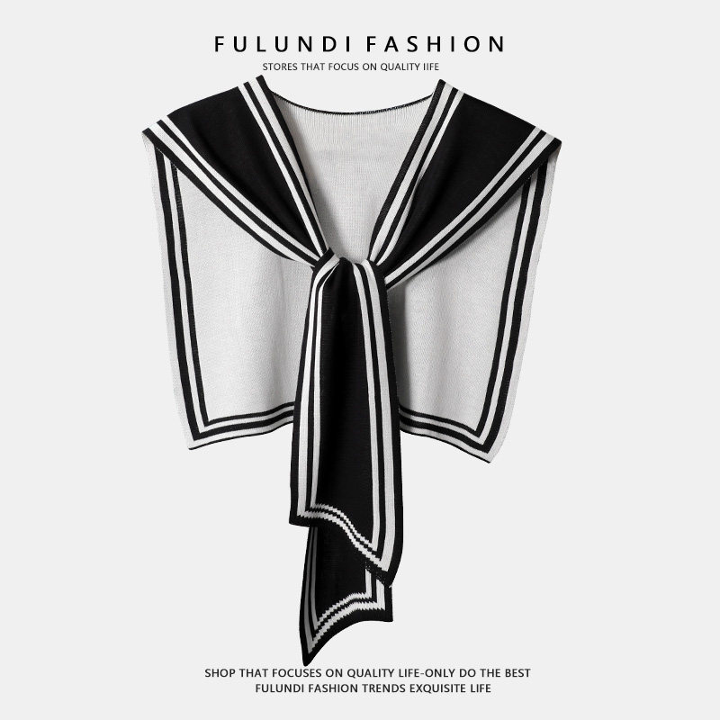 海军风针织披肩女春秋夏季外搭空调房搭肩护颈假领子百搭时尚围巾,服饰配件/皮带/帽子/围巾,围巾/丝巾/披肩,淘宝优惠券,粉丝福利购,淘宝优惠卷