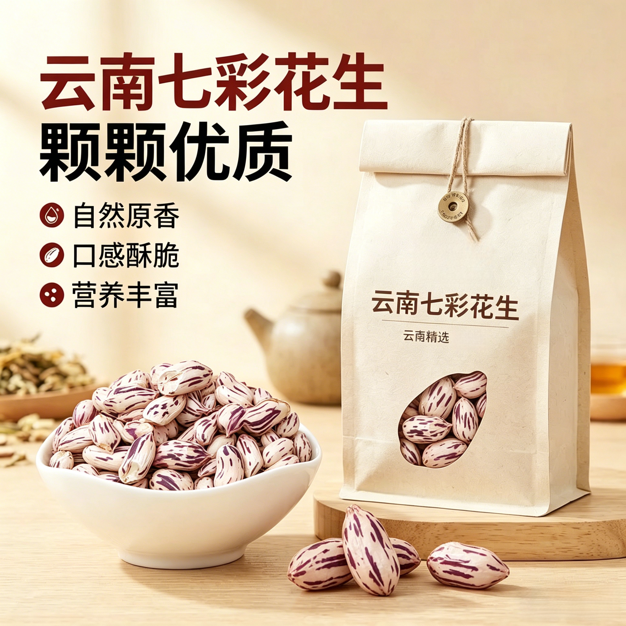 央妈推荐2026新货正宗云南七彩花生熟咸干水煮香甜带壳花生批发