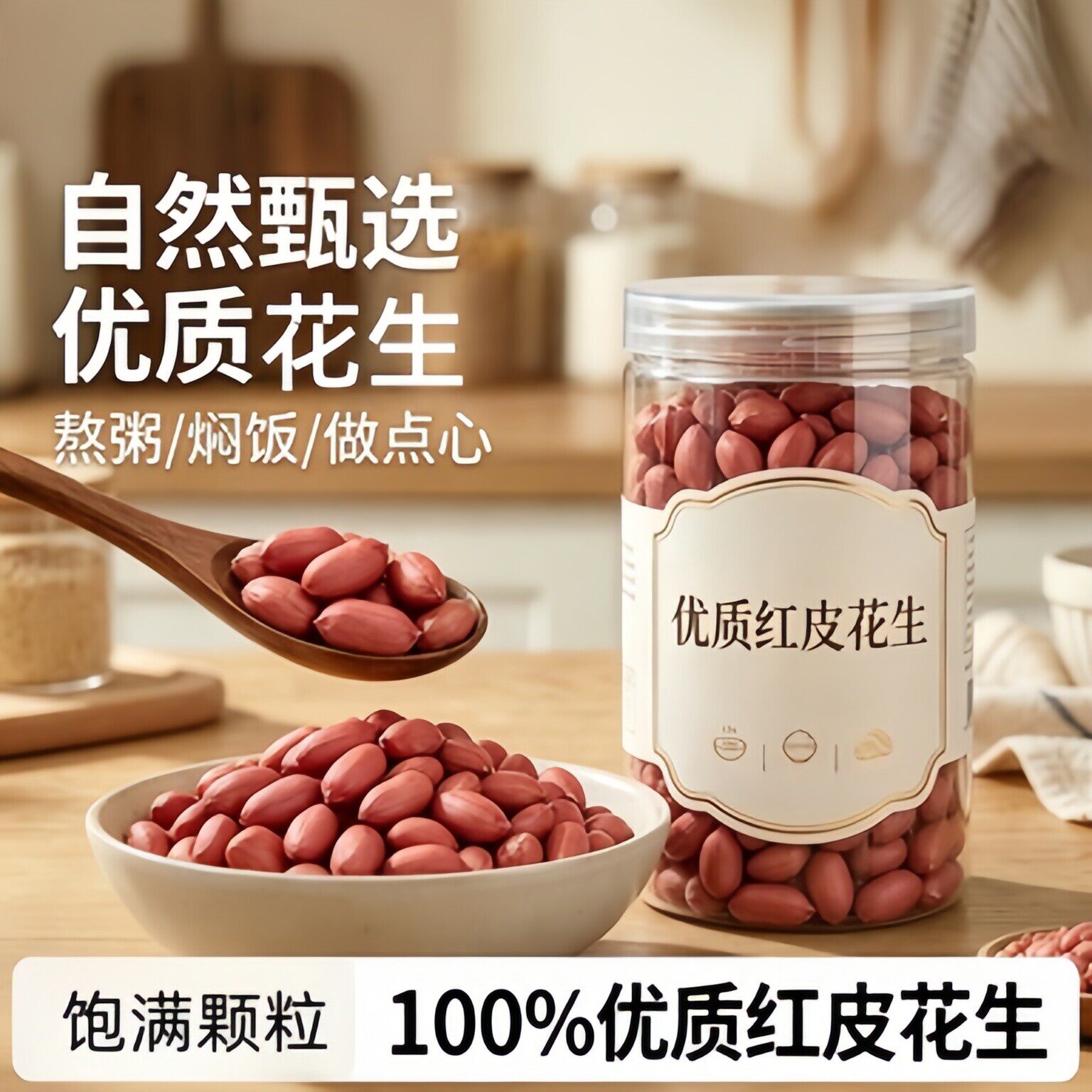 央妈推荐东北红皮花生米26年农家新货不带壳四粒红小粒红衣花生仁