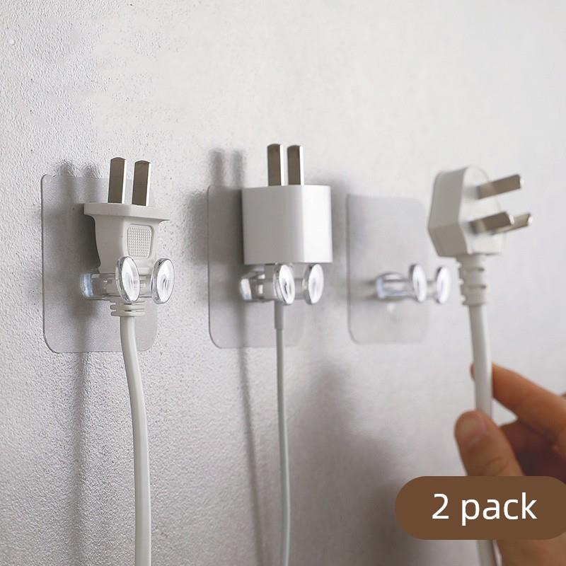 创意无痕插头挂钩免打孔电源线 线黏钩墙壁插座支架多功能收纳固