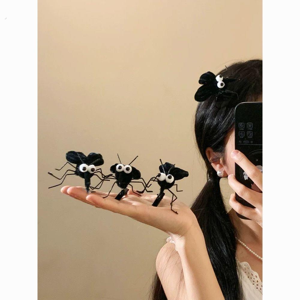 黑色蚊子蚊香发夹女边夹侧边刘海碎发鸭嘴夹发卡搞怪扭扭棒头饰