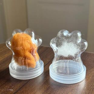 透明猫狗毛发收纳扭蛋爪子瓶猫咪狗狗宠物毛发收集储存罐好运摆件