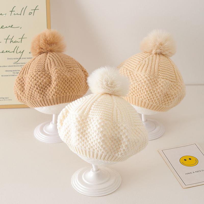 儿童帽子韩版女童贝雷帽秋冬季男宝宝南瓜帽针织毛线画家八角帽潮