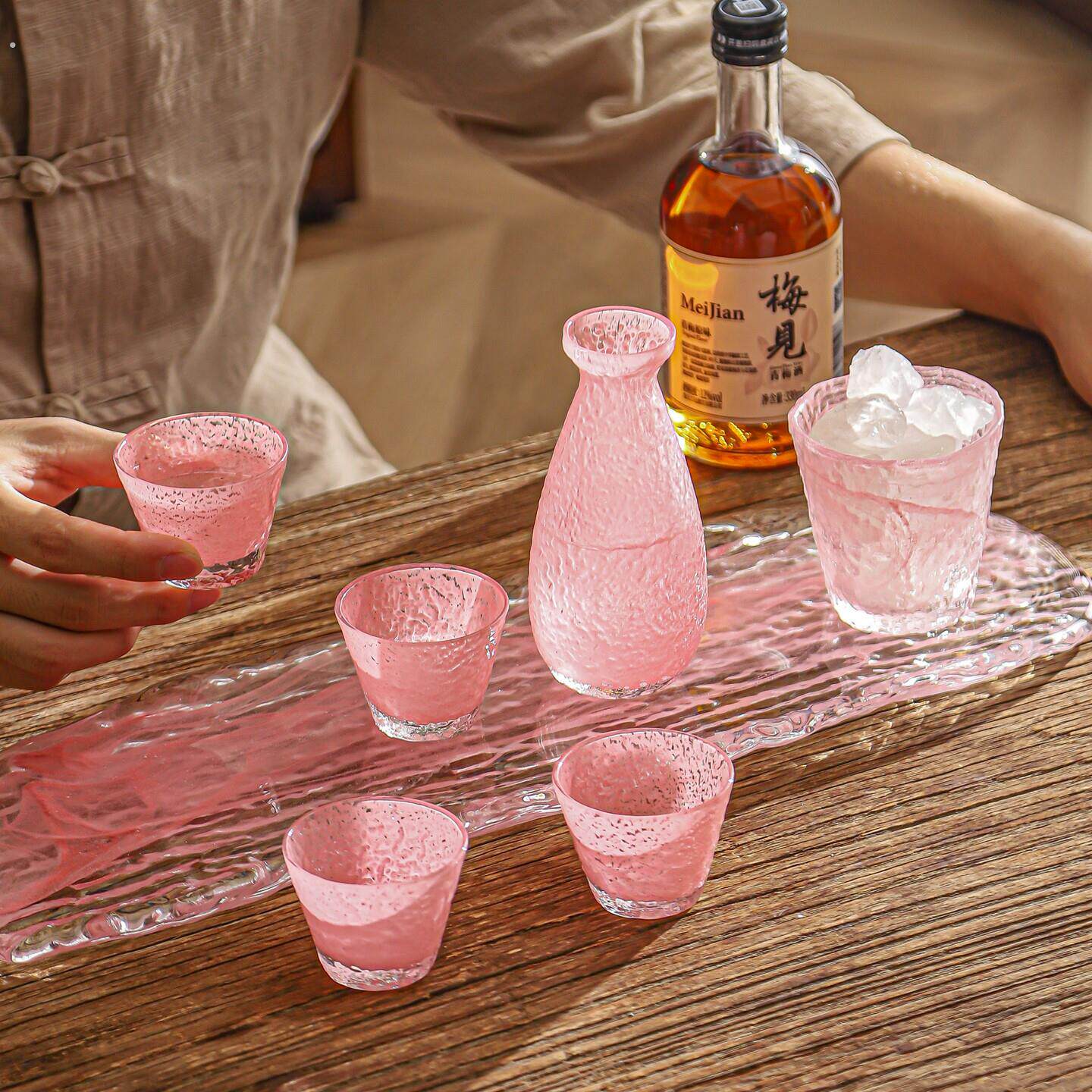 星粉清酒杯日式小酒杯温酒器套装玻璃清酒具烈酒杯白酒杯酒壶酒盅