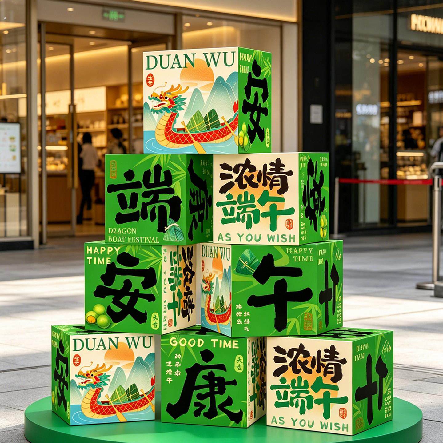 端午节堆堆盒装饰摆件氛围感场景布置商场店铺活动拍照打卡道具