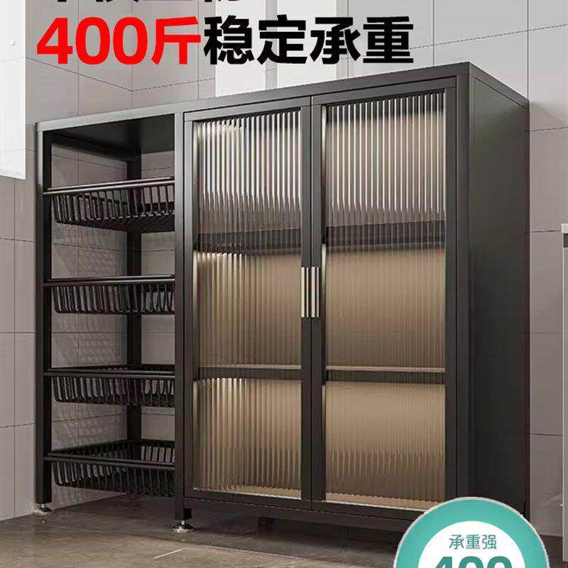 铁艺餐柜靠墙一体厨房整体橱柜家用备餐柜置物架多功能收纳柜收纳