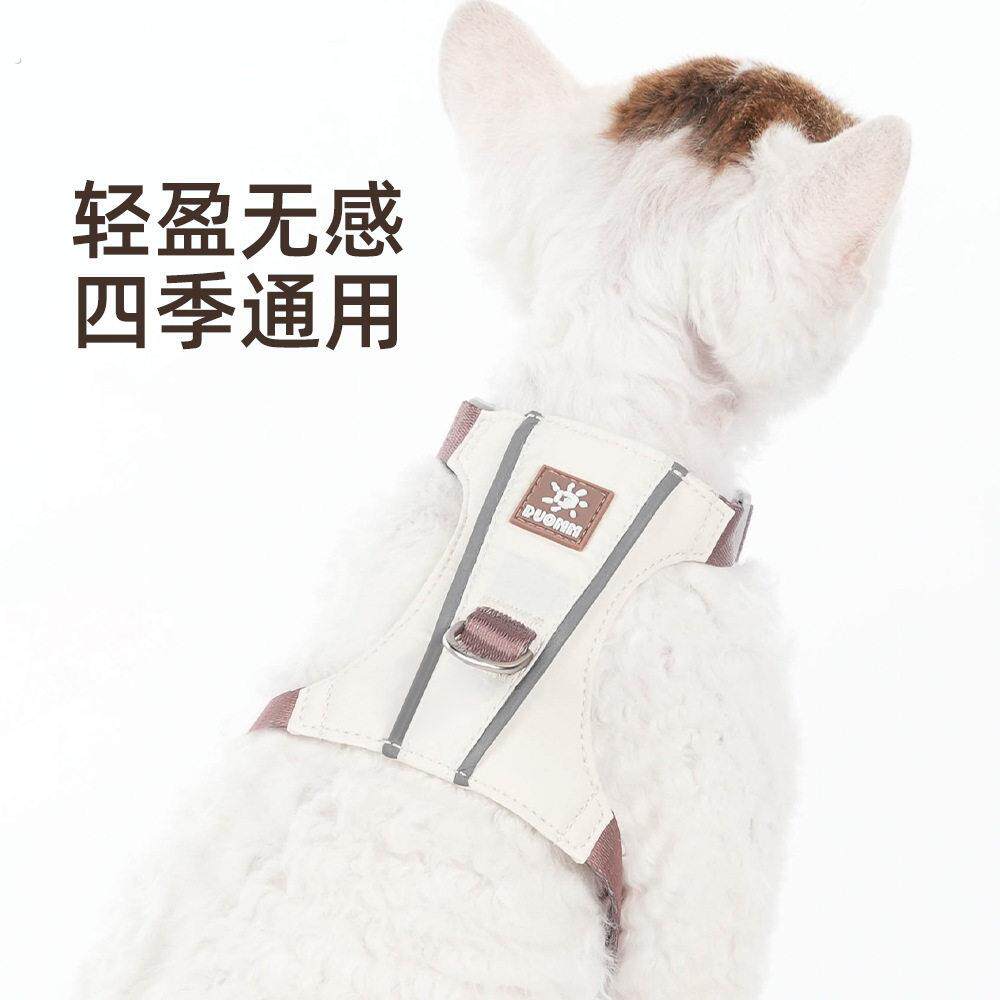 新款猫牵引绳背心式猫咪胸背防挣脱猫背带轻量猫胸背反光宠物胸