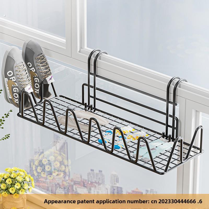 阳台晾鞋架工艺品防盗窗护栏窗晾衣架窗窗台户外晾鞋架