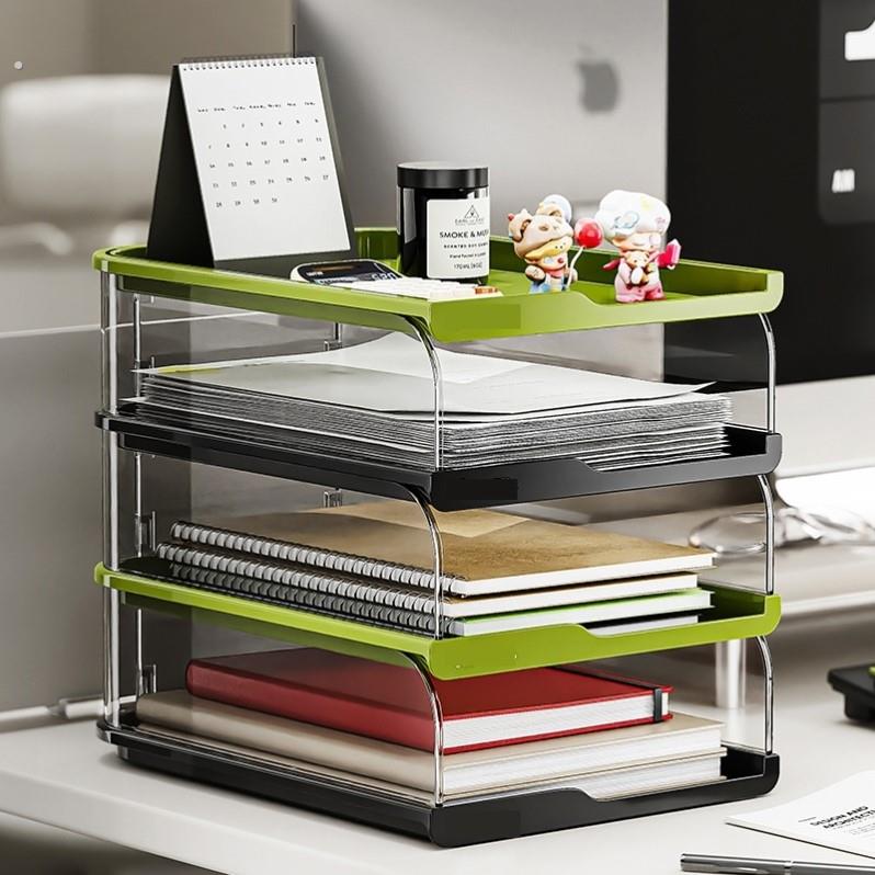 桌面空间利用神器书本收纳架亚克力办公室工位书桌置物架文件书架