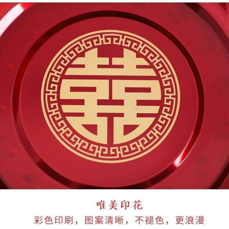 特厚不锈钢结婚喜盆婚庆用品女方嫁妆双喜盆洗脸盆装新娘陪嫁红盆