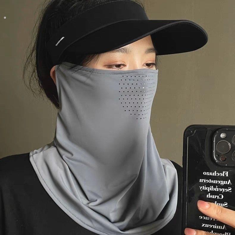 冰丝薄款防晒面罩女夏季户外骑行遮阳护颈脖套遮全脸透气口罩面纱