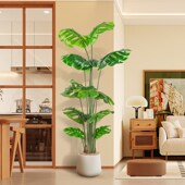室内仿真树龟背竹客厅背景墙落地假绿植装 饰盆栽高端大型