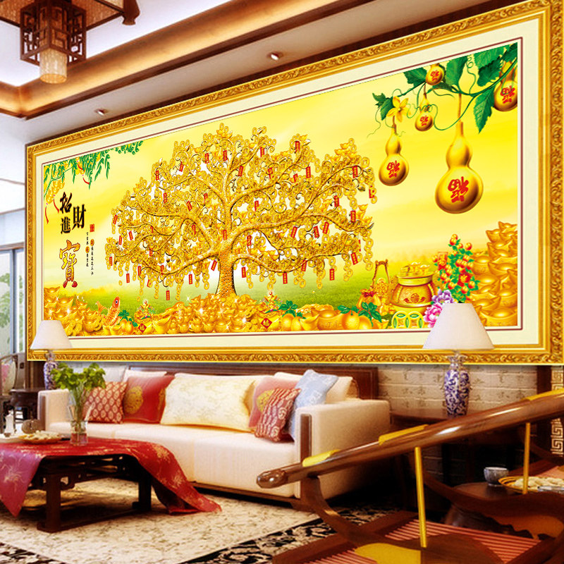 钻石画满钻客厅生意兴隆发财树粘点贴钻石绣旺财十字绣大幅,居家布艺,钻石绣,淘宝优惠券,粉丝福利购,淘宝优惠卷